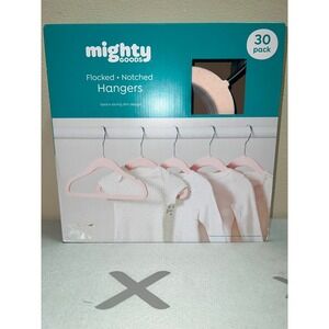 Mighty Goods 30 Pack Baby Flocked Notched Hangers Rosewater Pink Space Saving